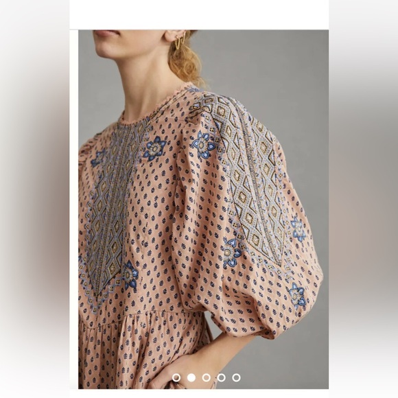 Anthropologie Embroidered Tunic Mini Dress. Size XS perfect - Picture 6 of 16